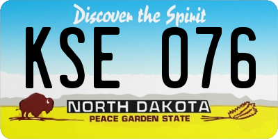 ND license plate KSE076
