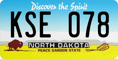 ND license plate KSE078