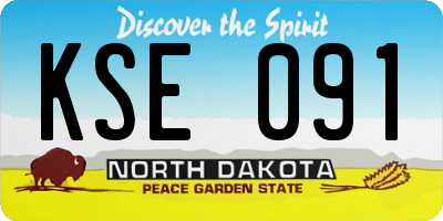 ND license plate KSE091