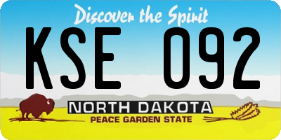 ND license plate KSE092