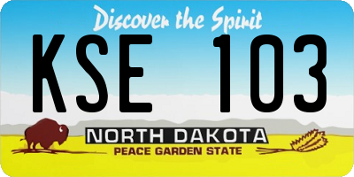 ND license plate KSE103
