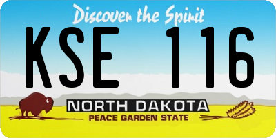 ND license plate KSE116