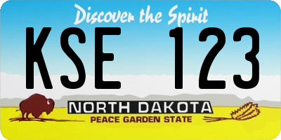ND license plate KSE123