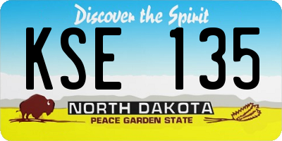 ND license plate KSE135