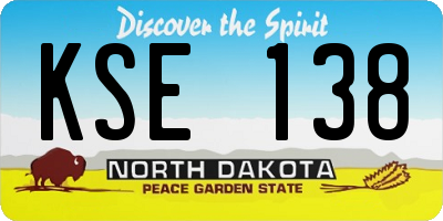 ND license plate KSE138