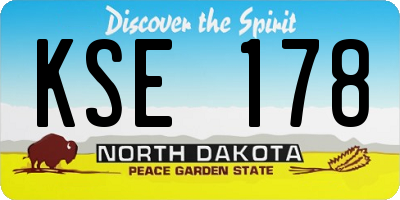 ND license plate KSE178