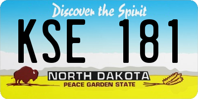 ND license plate KSE181