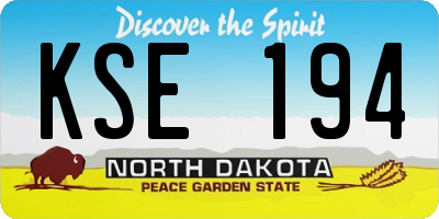 ND license plate KSE194