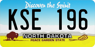 ND license plate KSE196