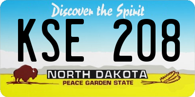 ND license plate KSE208