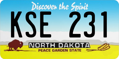 ND license plate KSE231