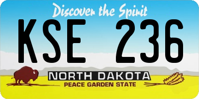 ND license plate KSE236