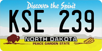 ND license plate KSE239