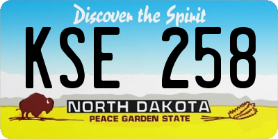 ND license plate KSE258
