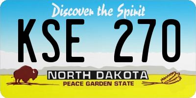 ND license plate KSE270