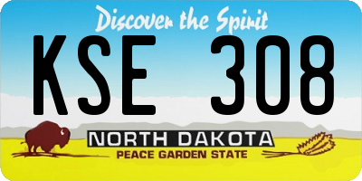 ND license plate KSE308