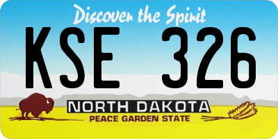 ND license plate KSE326