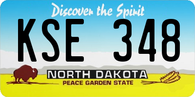 ND license plate KSE348