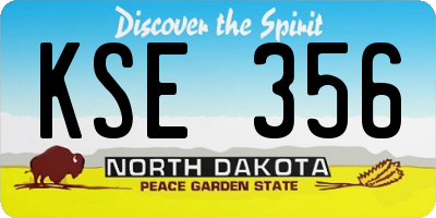 ND license plate KSE356