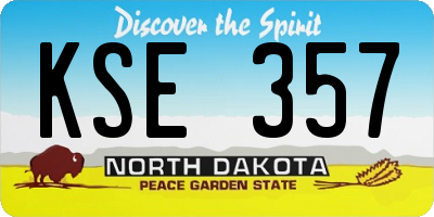 ND license plate KSE357