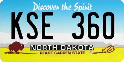 ND license plate KSE360