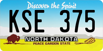 ND license plate KSE375