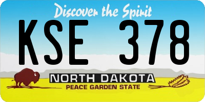 ND license plate KSE378