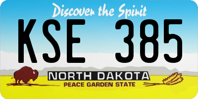 ND license plate KSE385
