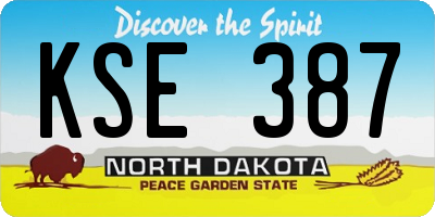 ND license plate KSE387