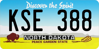 ND license plate KSE388