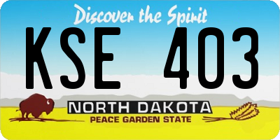 ND license plate KSE403