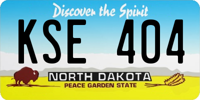 ND license plate KSE404