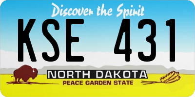ND license plate KSE431