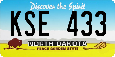 ND license plate KSE433