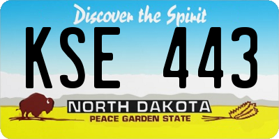 ND license plate KSE443