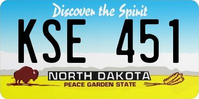 ND license plate KSE451