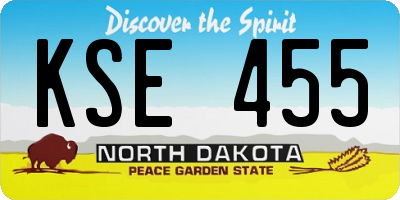 ND license plate KSE455