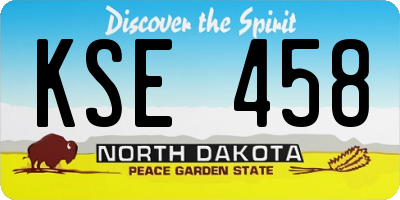 ND license plate KSE458
