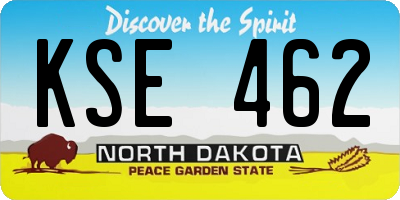 ND license plate KSE462