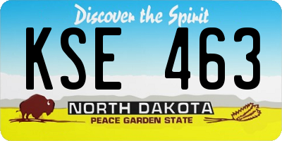 ND license plate KSE463