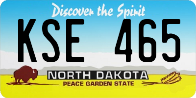 ND license plate KSE465