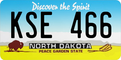 ND license plate KSE466