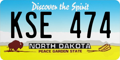 ND license plate KSE474