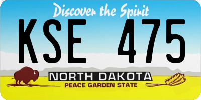 ND license plate KSE475