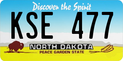 ND license plate KSE477