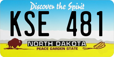 ND license plate KSE481