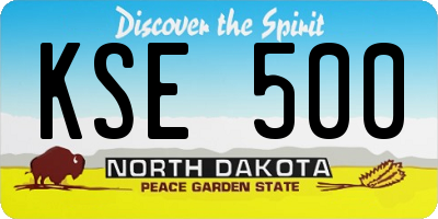 ND license plate KSE500