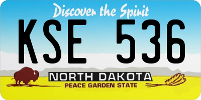 ND license plate KSE536