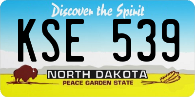 ND license plate KSE539