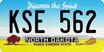 ND license plate KSE562
